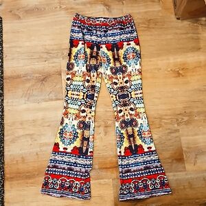 Women's Stretchy Tribal Flared Pants